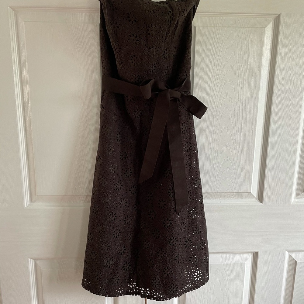 Strapless eyelit lace dress